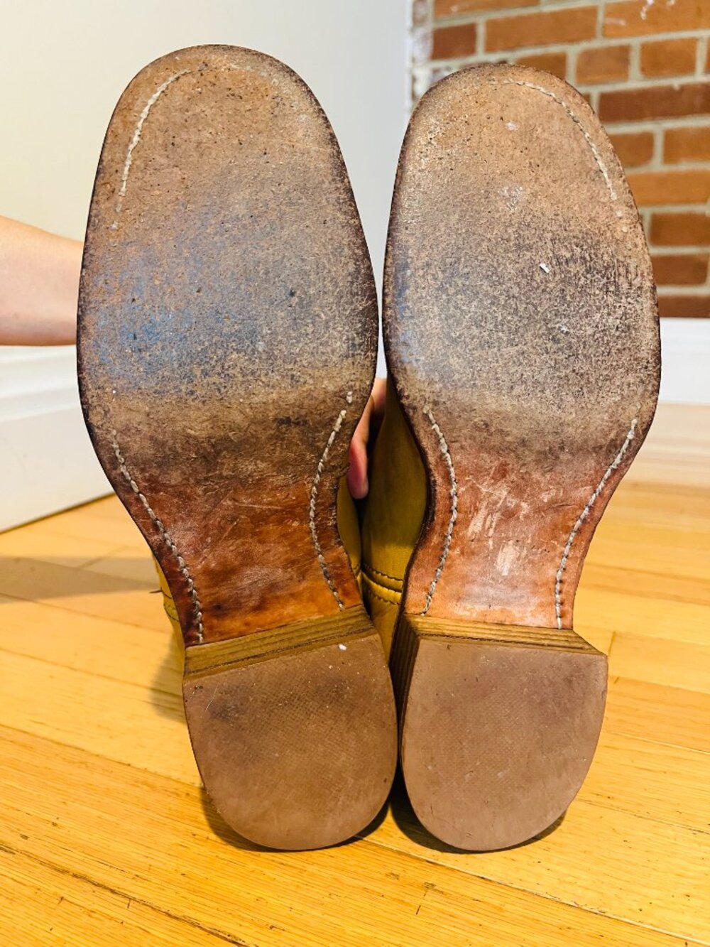 VTG Frye Campus Banana Boots Women 9.5 M Yellow Square Toe Western MADE IN USA - Picture 16 of 16